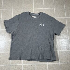 Young La Shirt Men's Waffle Heavy Tee Cotton Thermal Tshirt Grey Size M Gym Fit